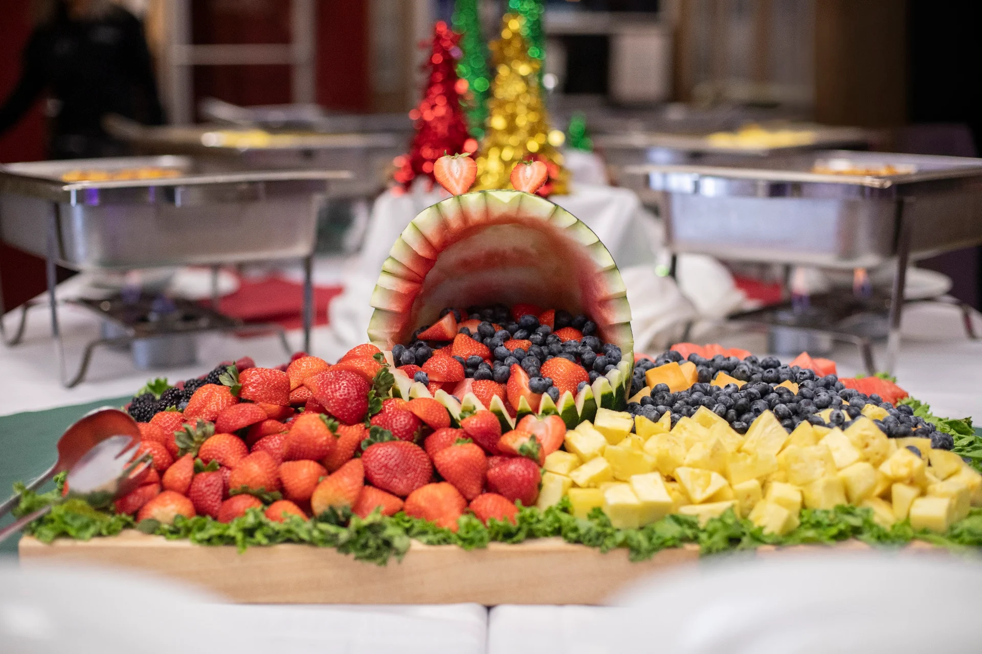 A fruit platter arranged on the 2025 brunch buffet